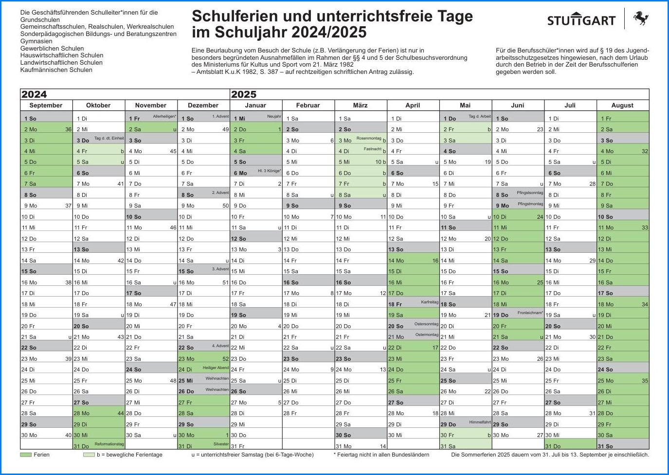 Schulferien 2024-2025