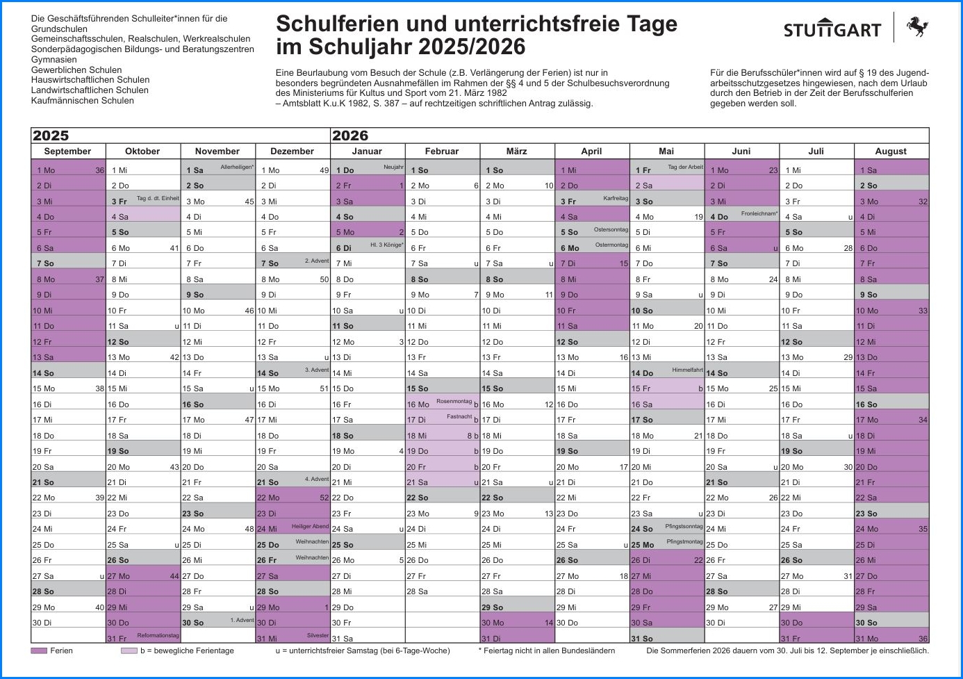 Schulferien 2025-2026